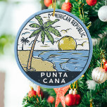 Punta Cana Dominican Republic Vintage Ceramic Tree Decoration<br><div class="desc">Punta Cana vector art design. The Bávaro area and Punta Cana combine to form what's known as La Costa del Coco,  or the Coconut Coast,  an area of lavish,  all-inclusive resorts.</div>
