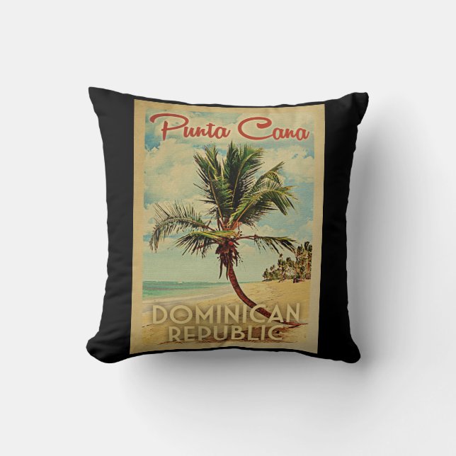 Punta Cana Dominican Republic Vintage Travel Cushion (Front)