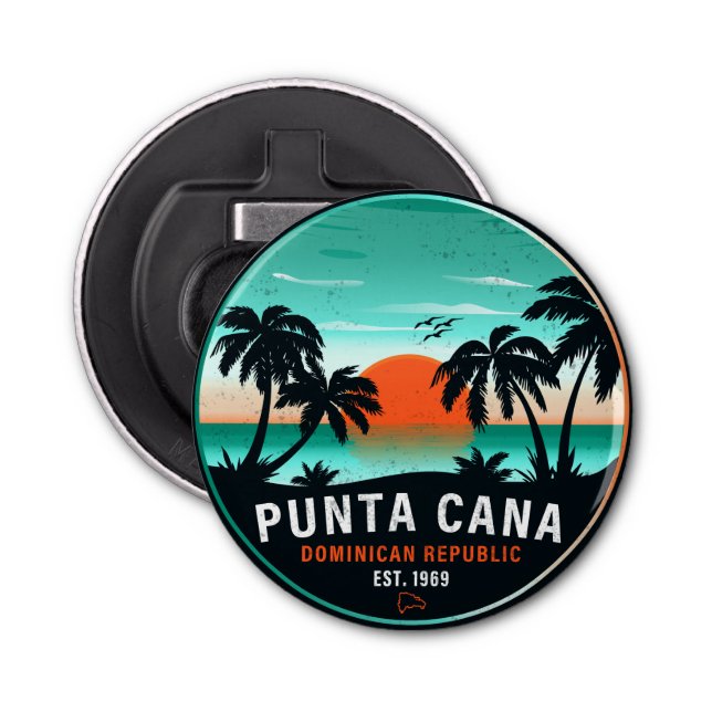 Punta Cana Dominican Retro Sunset Souvenir 60s Bottle Opener (Front)