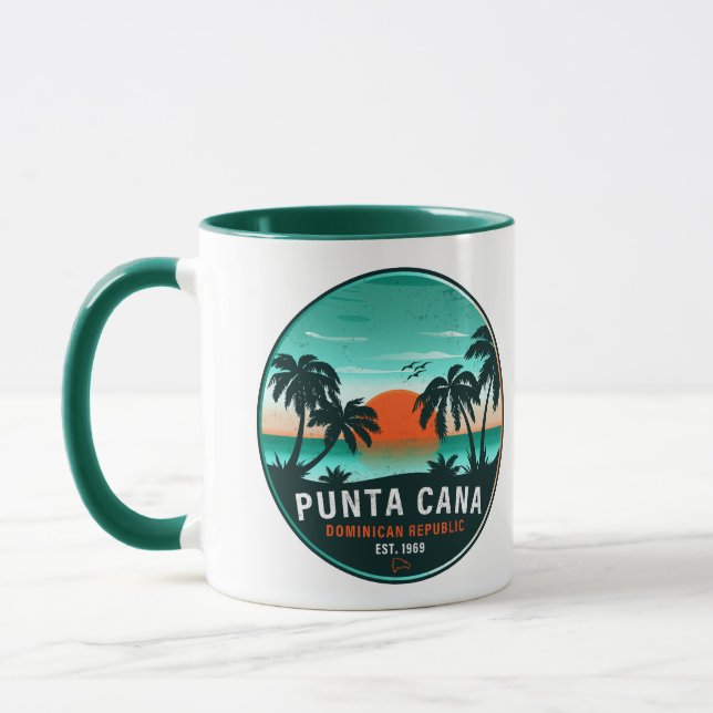 Punta Cana Dominican Retro Sunset Souvenir 60s Mug (Left)
