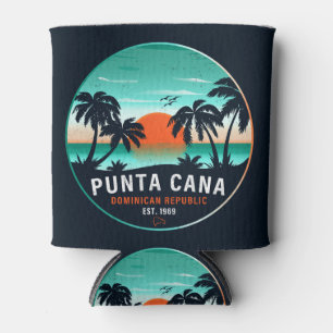 Punta Cana Dominican Retro Sunset Souvenir 80s Can Cooler