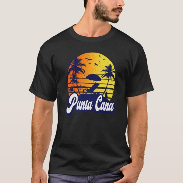 Punta Cana Dominican Sunset Beach Retro Premium T-Shirt (Front)