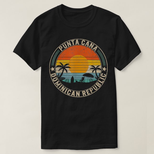 Punta Cana Dominican Travel Sunset Palm Trees Beac T-Shirt (Design Front)