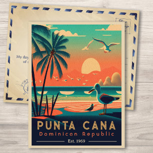 Punta Cana DR Retro Sunset Souvenirs 1960s Postcard