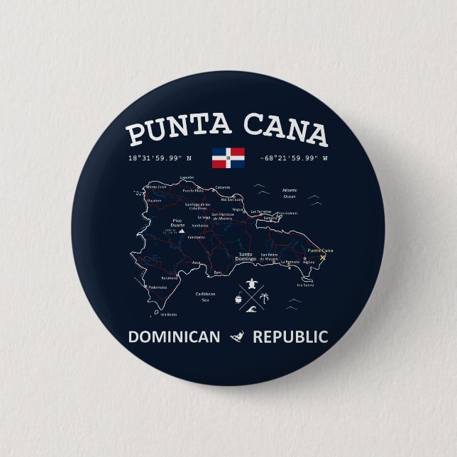 Punta Cana Map 6 Cm Round Badge (Front)