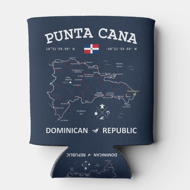 Punta Cana Map Can Cooler (Back)