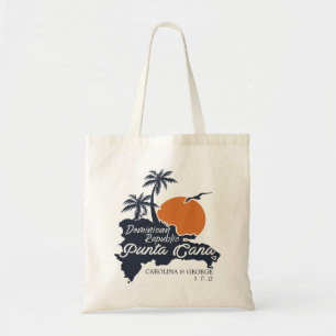 Punta Cana Navy Retro Sunset Custom Wedding Tote Bag