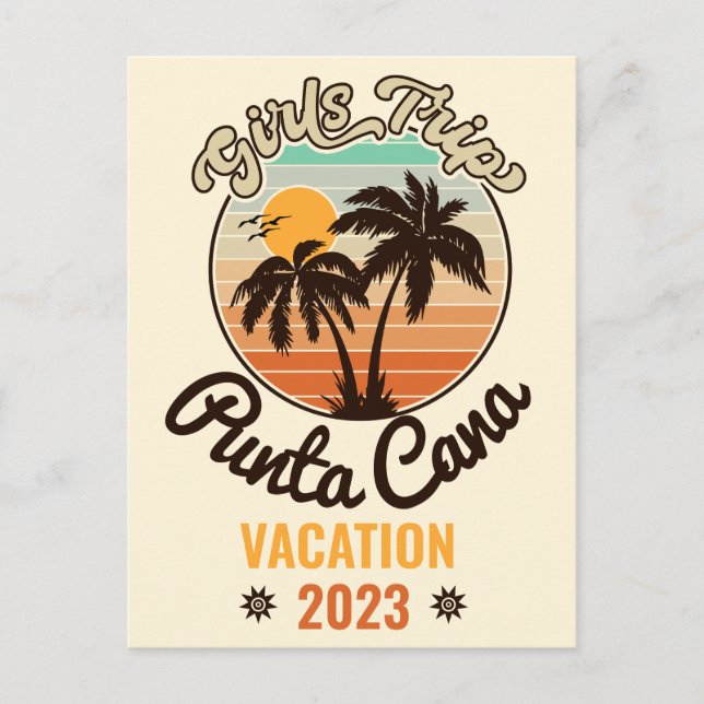 Punta Cana personalise Vacation 2023 Retro 60s Postcard (Front)
