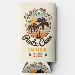 Punta Cana personalise Vacation 2023 Retro 60s Seltzer Can Cooler