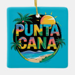 Punta Cana Sunset Colourful Travel Art Emblem Ceramic Ornament<br><div class="desc">Punta Cana vector art design. The Bávaro area and Punta Cana combine to form what's known as La Costa del Coco,  or the Coconut Coast,  an area of lavish,  all-inclusive resorts.</div>