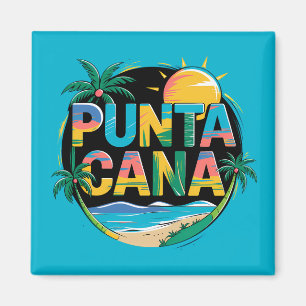Punta Cana Sunset Colourful Travel Art Emblem Magnet