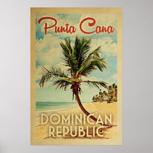 Punta Cana Vintage Palm Tree Beach Poster
