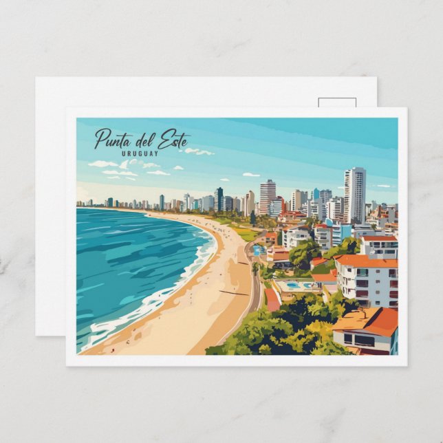  Punta del Este Uruguay Illustration Travel Postcard (Front/Back)
