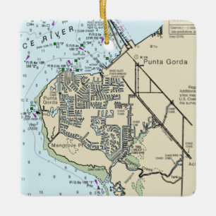 Punta Gorda FL Chart Ceramic Ornament