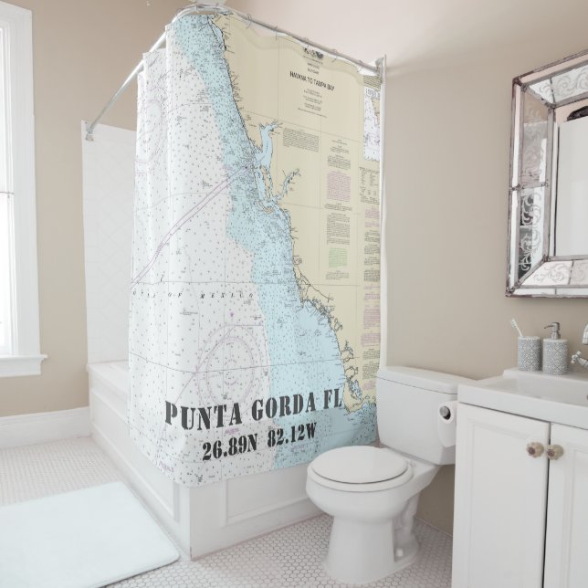 Punta Gorda FL Latitude Longitude Nautical Chart Shower Curtain (In Situ)
