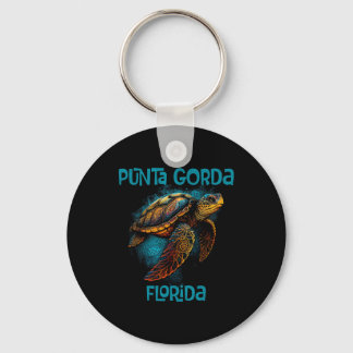 Punta Gorda Florida Fl Retro Vintage Beach Sea Tur Key Ring