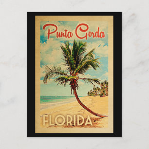 Punta Gorda Florida Palm Tree Beach Vintage Travel Postcard
