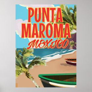Punta Maroma Beach Mexico travel poster