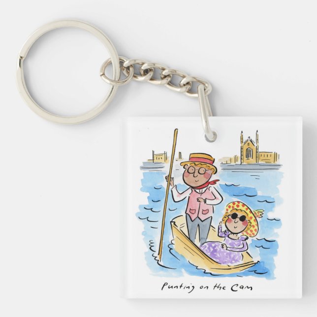 Punting on the Cam, Cambridge Key Ring (Front)