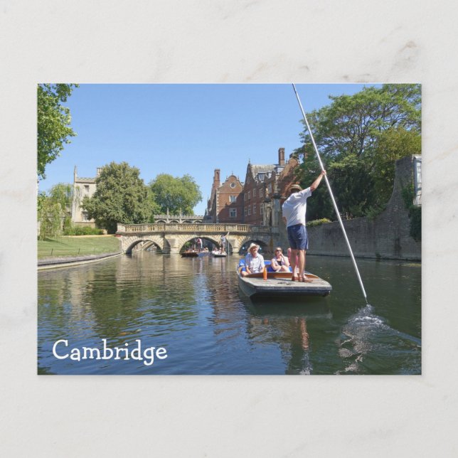 punting on the river Cam in Cambridge Postcard (Front)