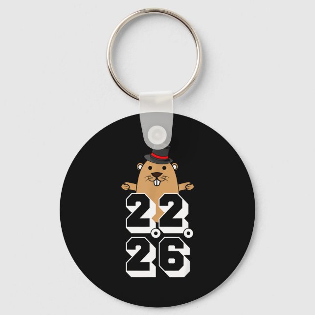 Punxsy Phils Cute Groundhog Day Feb 2nd 2026 Holid Key Ring (Front)