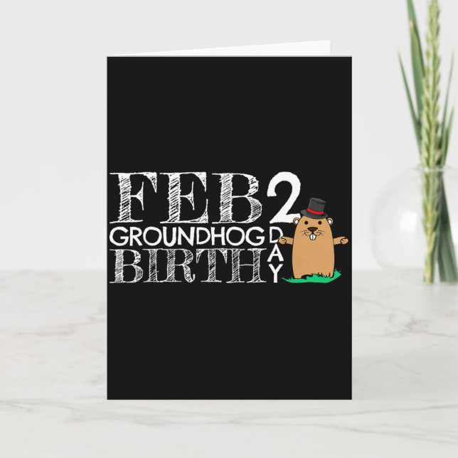 Punxsy Phils Cute Groundhog Day February 2nd Birth Card (Front)