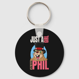 Punxsy Phils Cute Groundhog Day Holiday Design For Key Ring