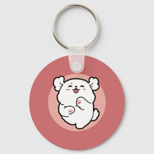 Pup a Hello! – Happy White Dog Cartoon Design Key Ring