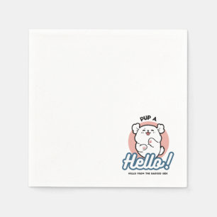 Pup a Hello! – Happy White Dog Cartoon Design Napkin