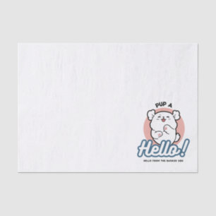 Pup a Hello! – Happy White Dog Cartoon Design Tissue Paper