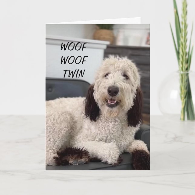 PUP HELPS SAY **HAPPY BIRTHDAY TWIN** CARD (Front)