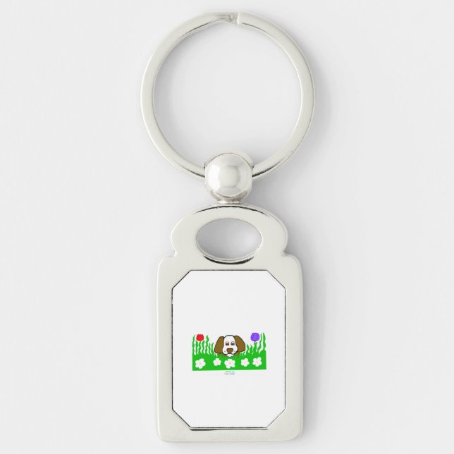 Pup N Play Rectangle Metal Keychain (Front)