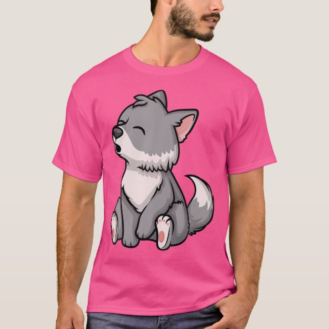 Pup Whelp Wolf Anime Chibi Kawaii Japanese Funny T-Shirt (Front)