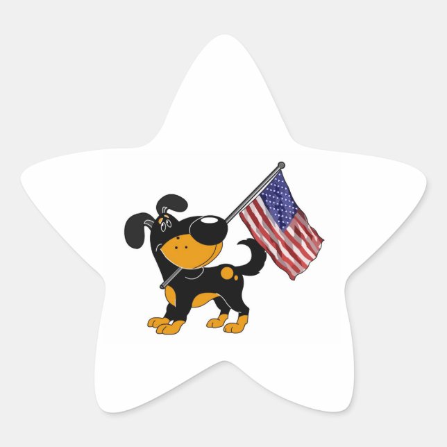 Pup with Flag Star Sticker (Front)