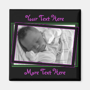 Puple and Green Neon Frame Magnet
