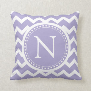 Puple Lilac Chevron Girly ZigZag Monogram Cushion