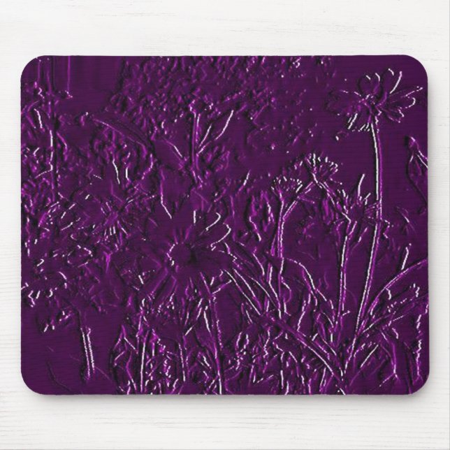 Puple Sculpter Flowers- Solid design Mouse Pad (Front)