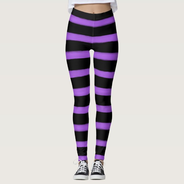 Puple Stripes Leggings (Front)