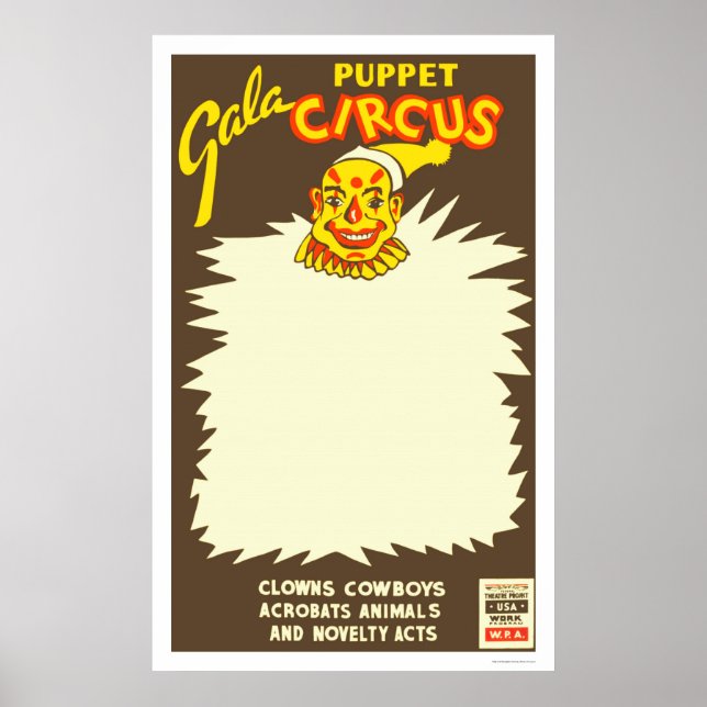 Puppet Cowboy Circus 1938 WPA Poster (Front)