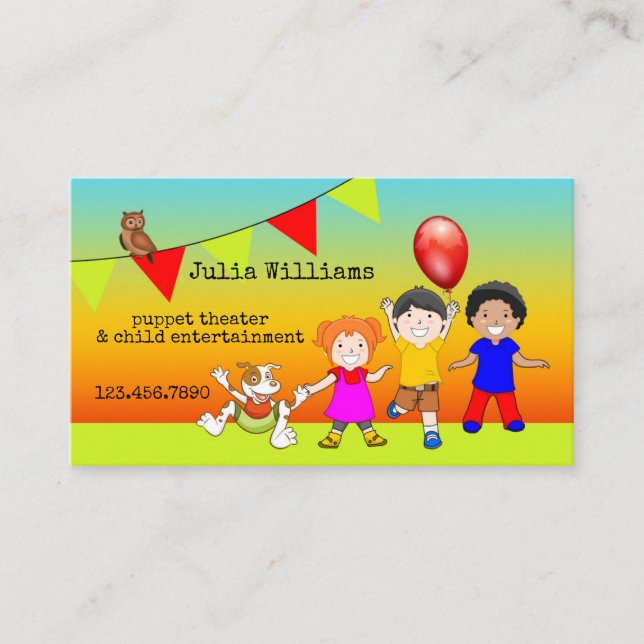 Puppet Theatre Child Entertainment Business Card (Front)