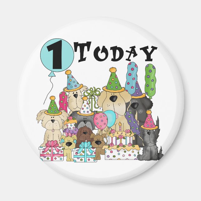 Puppies 1st Birthday Bash Tshirts and Gifts Magnet (Front)