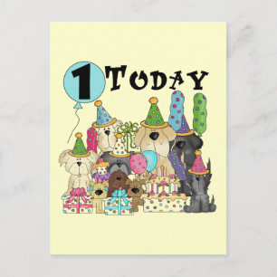 Puppies 1st Birthday Bash Tshirts and Gifts Postcard