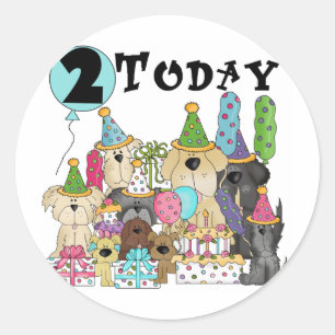 Puppies 2nd Birthday Bash Tshirts and Gifts Classic Round Sticker