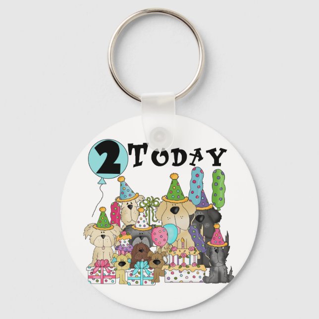 Puppies 2nd Birthday Bash Tshirts and Gifts Key Ring (Front)