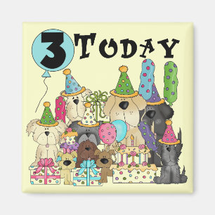 Puppies 3rd Birthday Bash Tshirts and Gifts Magnet