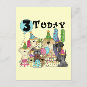 Puppies 3rd Birthday Bash Tshirts and Gifts Postcard