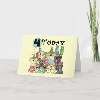 Puppies 4th Birthday Bash Tshirts and Gifts Card