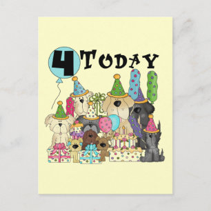 Puppies 4th Birthday Bash Tshirts and Gifts Postcard