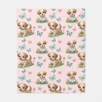 Puppies and Butterflies Pattern Blanket