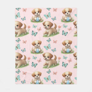 Puppies and Butterflies Pattern Blanket